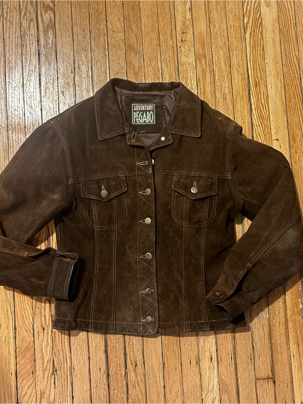 Women's Brown Suede Button-Front Jacket